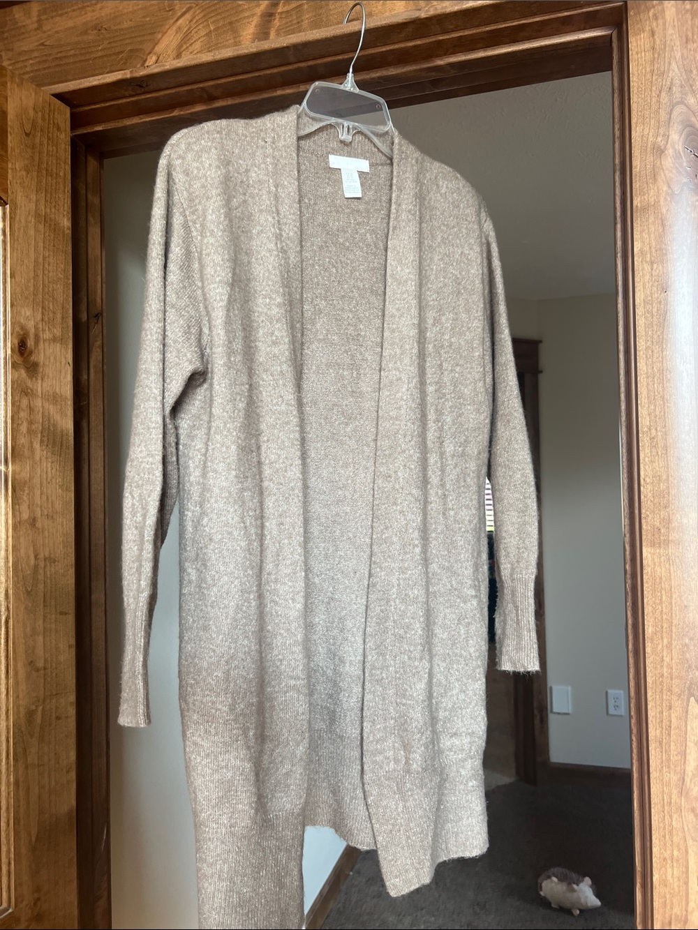 H&M Longline Open-Front Cardigan in Beige Taupe